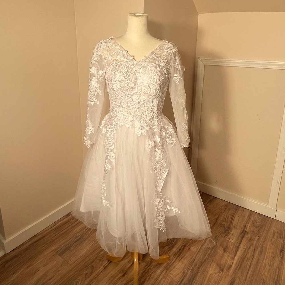 ModCloth Inspired Lace Tea Length Wedding Gown